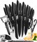 Home Hero Kitchen Knife Set, Steak Knife Set & Kitchen Utility Knives - Ultra-Sharp High Carbon Stainless Steel Knives with Ergonomic Handles (20 Pc Set, Black)